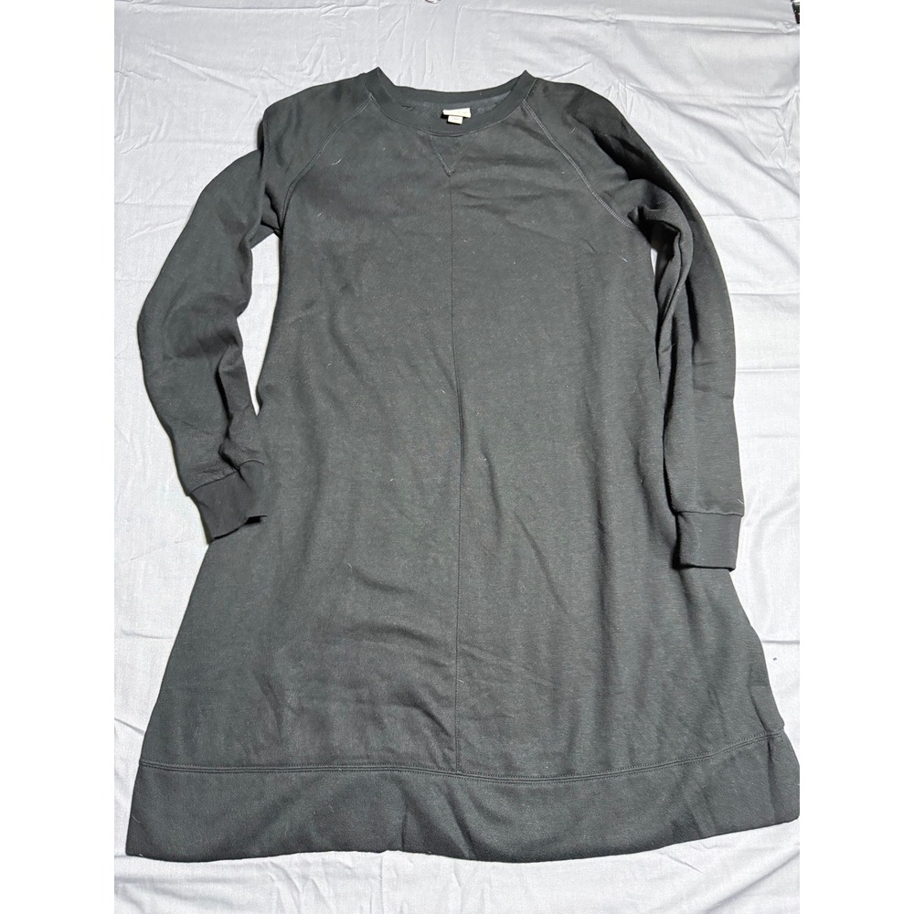 A‎ New Day Sweatshirt Dress Womens Small Black Good Casual Fleece Lined Mini